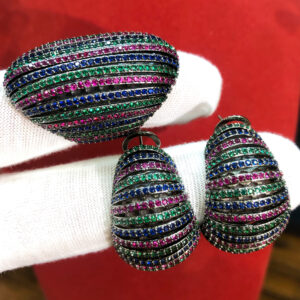 Luxury Multicolor Big Bold Statement Earrings Ring