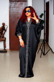 Black Luxury Kaftan with front jewel sequins