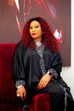 Black Luxury Kaftan with front jewel sequins