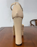 Nude High Platform Chunky Heel Modern Sandals