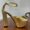 Gold High Platform Chunky Heel Modern Sandals
