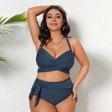 Plus Size Wrap Tie High Waist Bikini Set