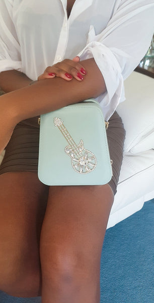 Teal Hard Case Guitar Cross Body Bag.
