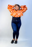 Jubilee Orange Afro Cropped Poncho