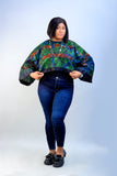 Jubilee Green/Blue Afro Cropped Poncho