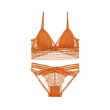 French High Quality Lace Bralette Panty Set Seamless Push Up