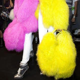 Phatbird Real Mongolia Fur Handbags Women's Lamb Fur Plush Shoulder Bags Soft Fur Hobo Handbag