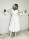 Phatbird White Lace Belted Midi Dress