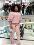 Phatbird Powdered pinkTiered Bell Sleeve Top & Pencil Trouser Set