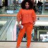 Phatbird Powdered Orange Tiered Bell Sleeve Top & Pencil Trouser Set