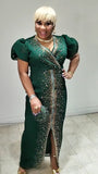 Emerald Green Front Bejewelled Dress