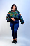 Jubilee Green/Blue Afro Cropped Poncho