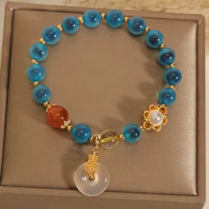 Phatbird Blue Heart Agate Money Bag Crystal Bracelets