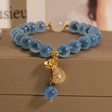 Phatbird Blue Heart Agate Money Bag Crystal Bracelets