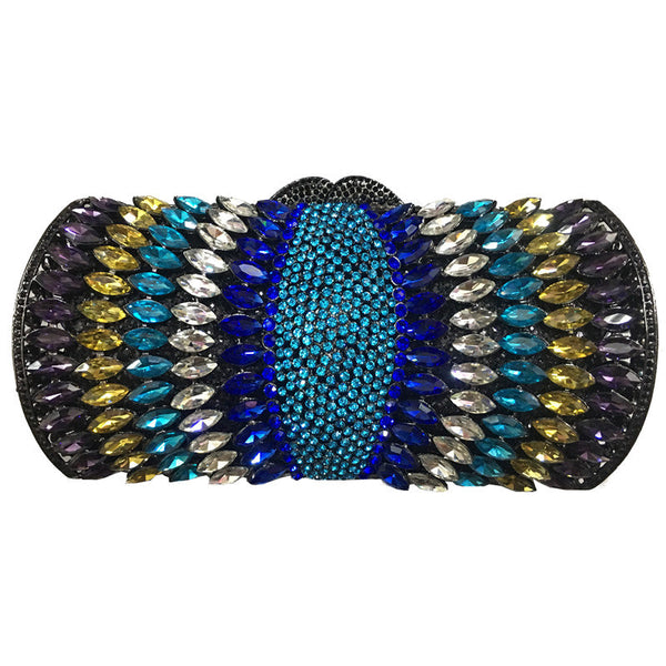 Multicolor Diamond Skull Clutch Bag