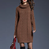 PHATBIRD Plus Size Women Casual Knitted Long Sleeve Winter Dress Sweater