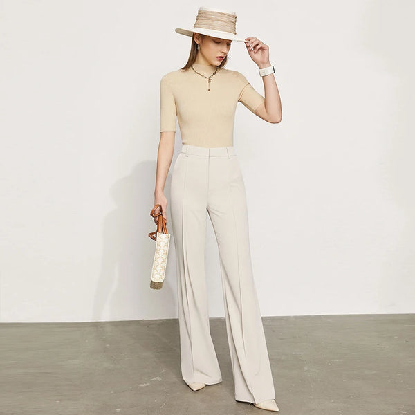 High Waist Wide Leg Chiffon Trousers High