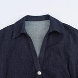 Phatbird Spring New 1975 series denim MIDI dress with lapel side zipper fashion wrinkle waist slim elegant dress