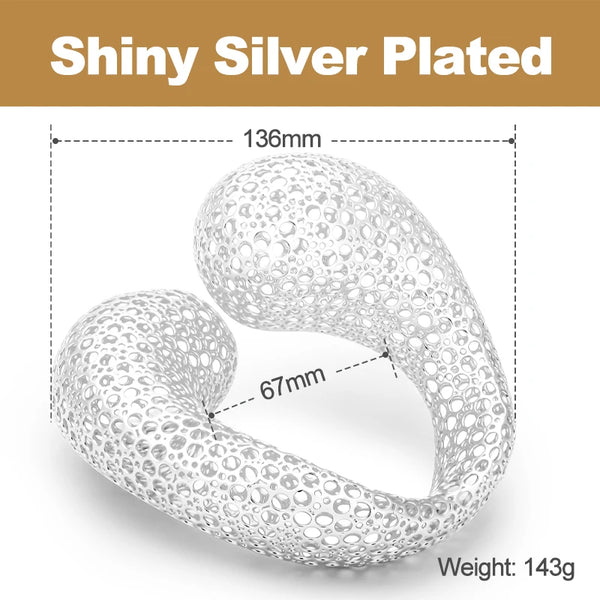 Phatbird Large Arc Gold Color Bracelet Women Hollow Bracelets Brass Fashion Jewelry