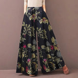 Bohemia Trousers Floral Print Drawstring Wide Leg trousers