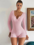 Casual Long Sleeve Bodycon Playsuit