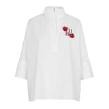 Phatbird Women's T-shirt 2025 New White Cotton Top 3/4 Sleeves Simple