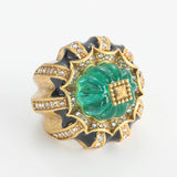 Phatbird Vintage Pumpkin Blue Crystal Rings Open Finger Jewelry Black Dripping Oil Halloween