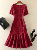 AELESEEN Runway Fashion Women Embroidery Dress Luxury Summer V-Neck Flower Sequined Elegant Long Trumpet Party Vacation