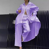 Hi-Lo Top Wide leg Trousers 2-Piece Cotton/Linen Blend