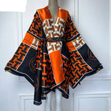 WINYI Africa print kimono summer beach Bohemian long Cardigan Cover-up Casual Boho Maxi Holiday party kimono with belt beachwear
