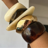 Phatbird Vintage Resin Triangle Design Wide Bangle Bracelets