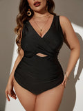 Plus Size Push Up Hollow One Piece Backless Swimsuit