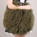 Phatbird Real Mongolia Fur Handbags Women's Lamb Fur Plush Shoulder Bags Soft Fur Hobo Handbag