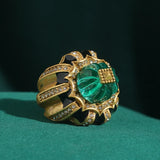 Phatbird Vintage Pumpkin Blue Crystal Rings Open Finger Jewelry Black Dripping Oil Halloween