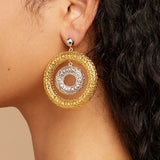 Phatbird Bicyclic Ring Hollowed Out Drop Earrings For Women Brass Gold Color Earrings Fashion Luck Jewelry