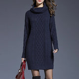 PHATBIRD Plus Size Women Casual Knitted Long Sleeve Winter Dress Sweater