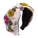 Phatbird European and American Style Baroque Fabric Wide Brim HairBand Women's Trend Diamond Crystal Flower Pearl Hair Accessories