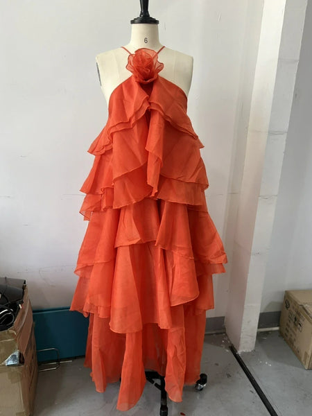 Phatbird Floral Maxi Dress Loose Pleated Hem Halter Robes Sleeveless