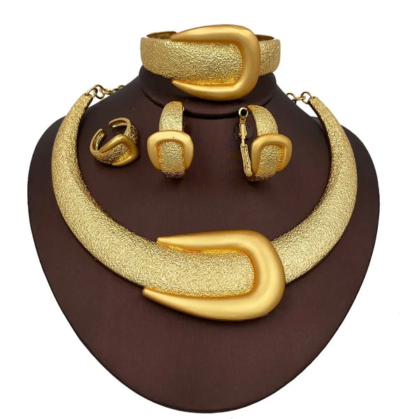 Phatbird New Exaggerate Jewelry Set Dubai Gold Color Large Necklace Bangle