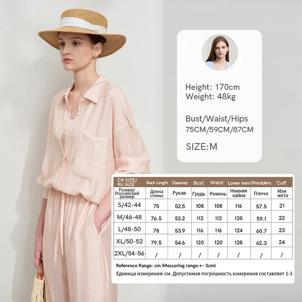 Single Breasted Shirt, and long wide matching Trousers