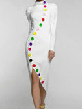 S-shape Colourful Buttoned Party Dress