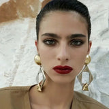 Phatbird Hyperbole Square Pendant Earrings Female Geometric Hollow Smooth Glossy Gold Silver Color