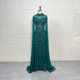 Phatbird Luxury Saudi Arabia Mermaid Beaded Cape Sleeves High-Neck Evening Dress