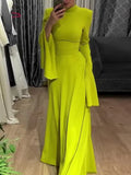 Ruffle Sleeves Elegant A-Line Maxi Dress