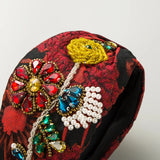 Phatbird European and American Style Baroque Fabric Wide Brim HairBand Women's Trend Diamond Crystal Flower Pearl Hair Accessories