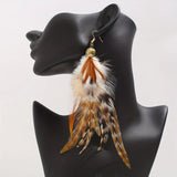 Phatbird 1 piece of Bohemian ethnic style feather earrings - exquisite pearl gift suitable for women