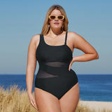 Plus Size Mesh One Shoulder One Piece Swimsuit