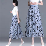 Phatbird  Women Tulle Skirt Fashion Summer Hook Floral Loose Midi Skirt