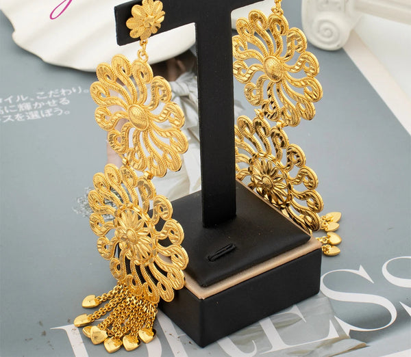 Phatbird Classic Women Drop Earrings Luxury 18K Gold Plated Long For Dangle Earrings