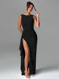 (Backless High Side Split Party Dress)